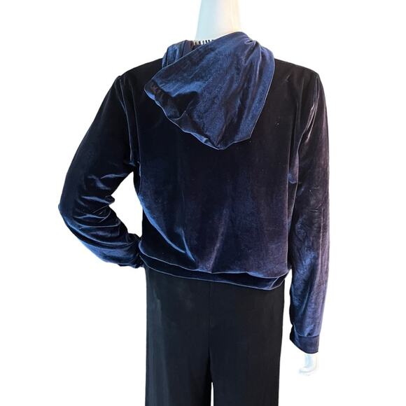 FABLETICS EUC Blue Velvet Zipped Open Front Hoodie with pockets Size Medium - Picture 3 of 12